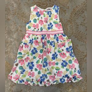 Girls' Floral Pink & Blue Sleeveless Party Dress